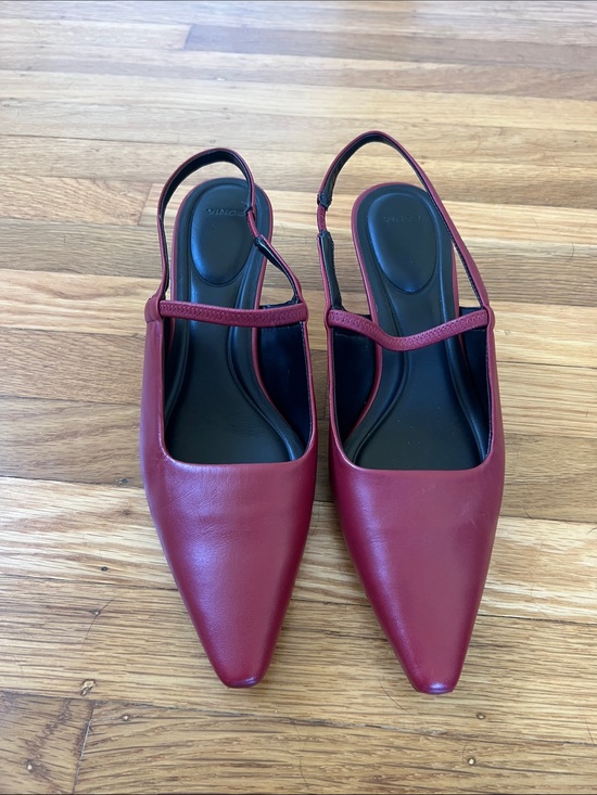Vince Shoes - Vince Venice Kitten Heel Pumps in Crimson Red Leather